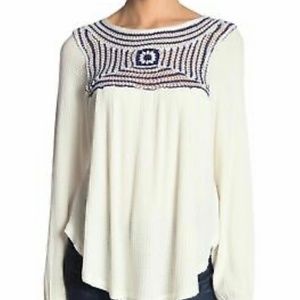 Free People Waffle Knit Crochet Soulmate tunic